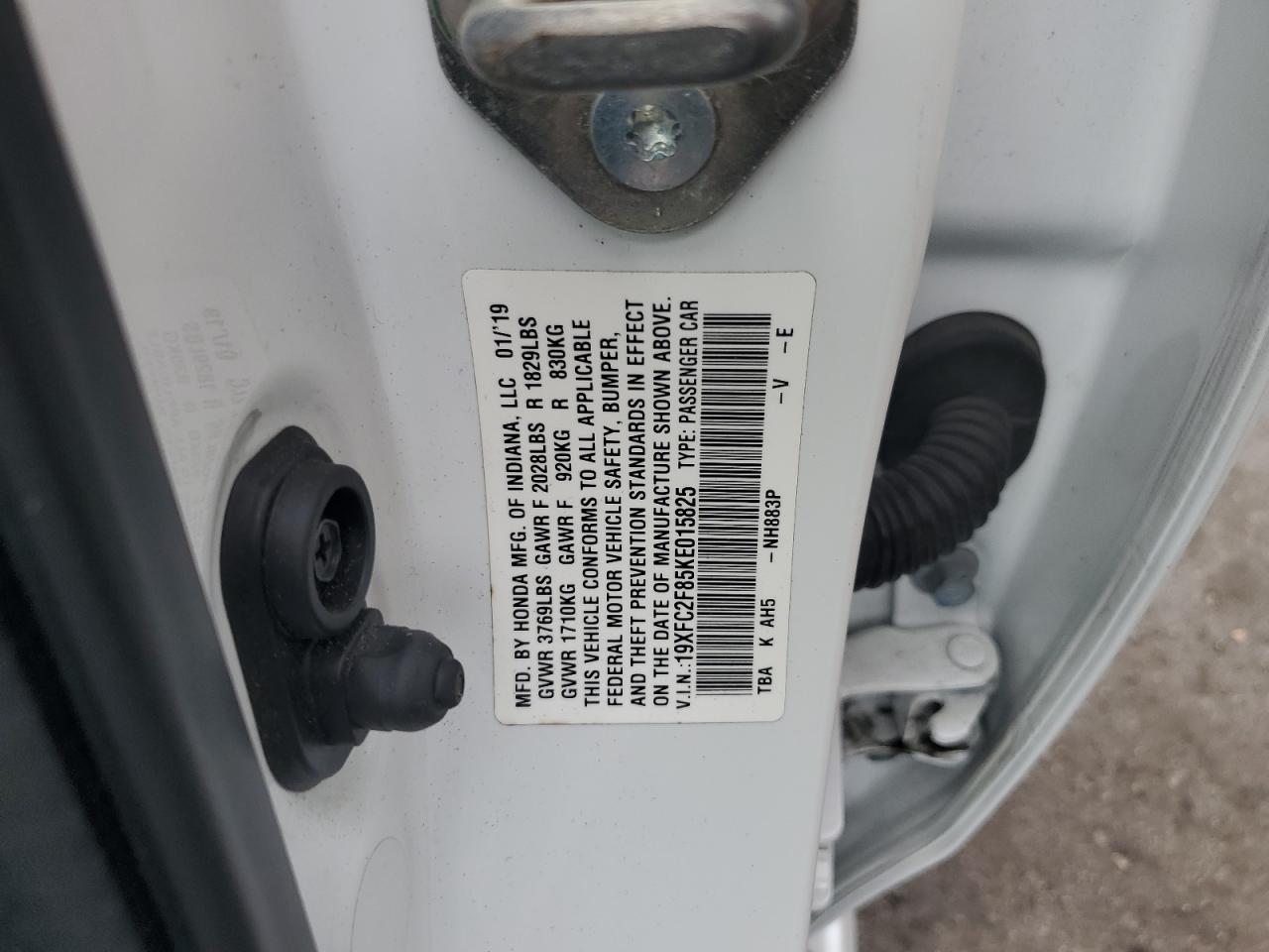 2019 Honda Civic Sport VIN: 19XFC2F85KE015825 Lot: 71584255