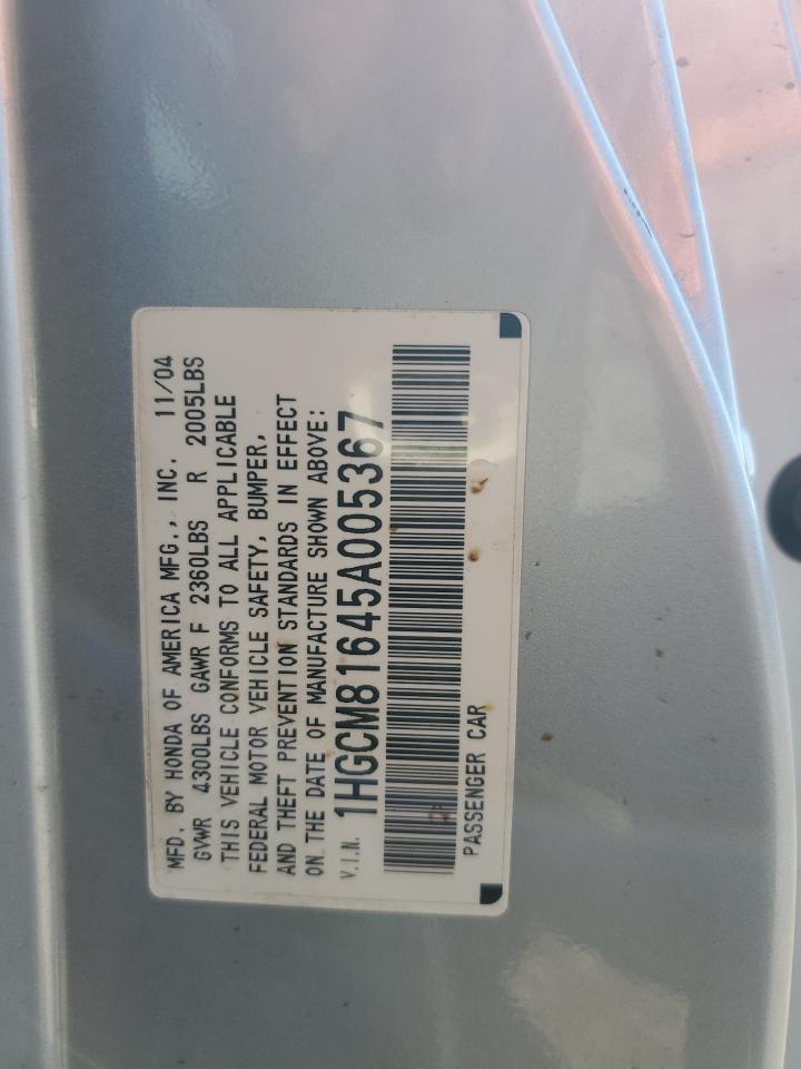 2005 Honda Accord Ex VIN: 1HGCM81645A005367 Lot: 80215245