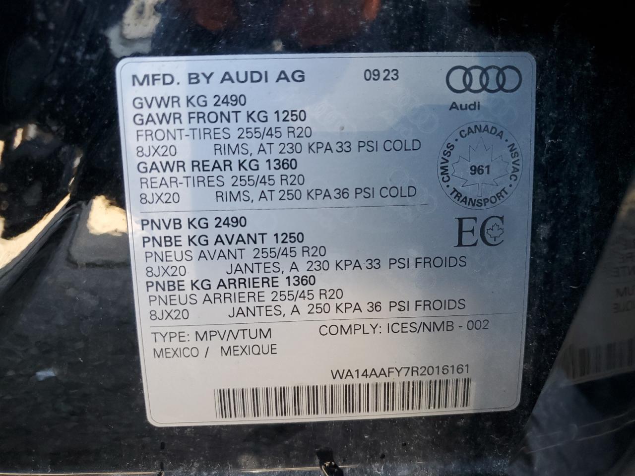 2024 Audi Q5 Sportback Premium 45 VIN: WA14AAFY7R2016161 Lot: 82032565