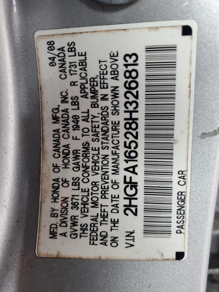 2008 Honda Civic Lx VIN: 2HGFA16528H326813 Lot: 83935095