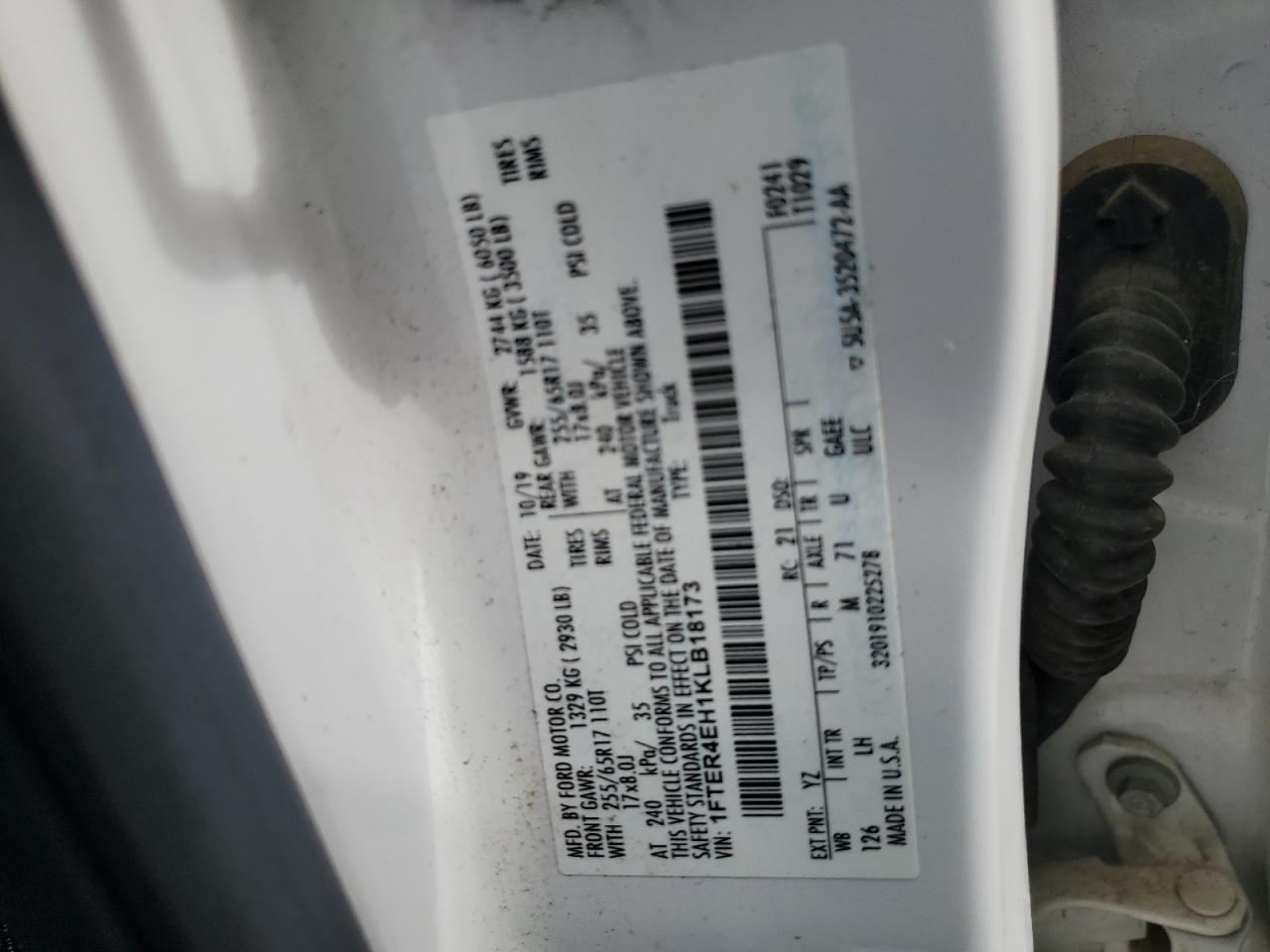 2019 Ford Ranger Xl VIN: 1FTER4EH1KLB18173 Lot: 80365745