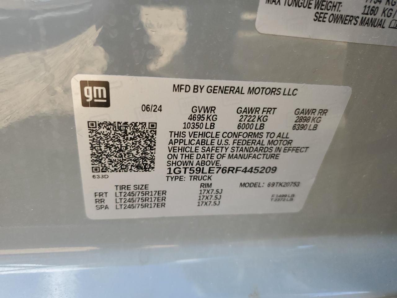 2024 GMC Sierra K2500 Heavy Duty VIN: 1GT59LE76RF445209 Lot: 71688945