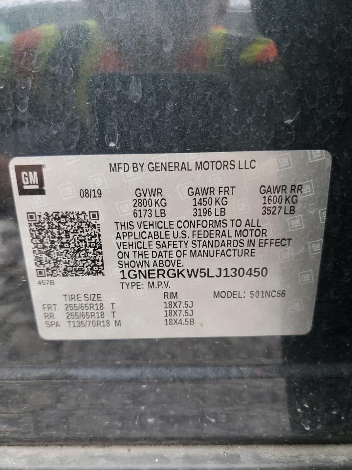 2020 Chevrolet Traverse Lt VIN: 1GNERGKW5LJ130450 Lot: 72054535