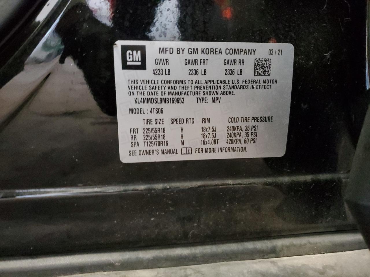 2021 Buick Encore Gx Select VIN: KL4MMDSL9MB169653 Lot: 80860885