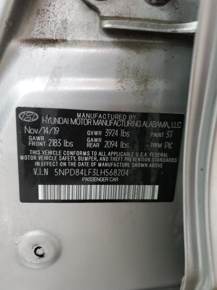 2020 Hyundai Elantra Sel VIN: 5NPD84LF3LH568204 Lot: 81315265