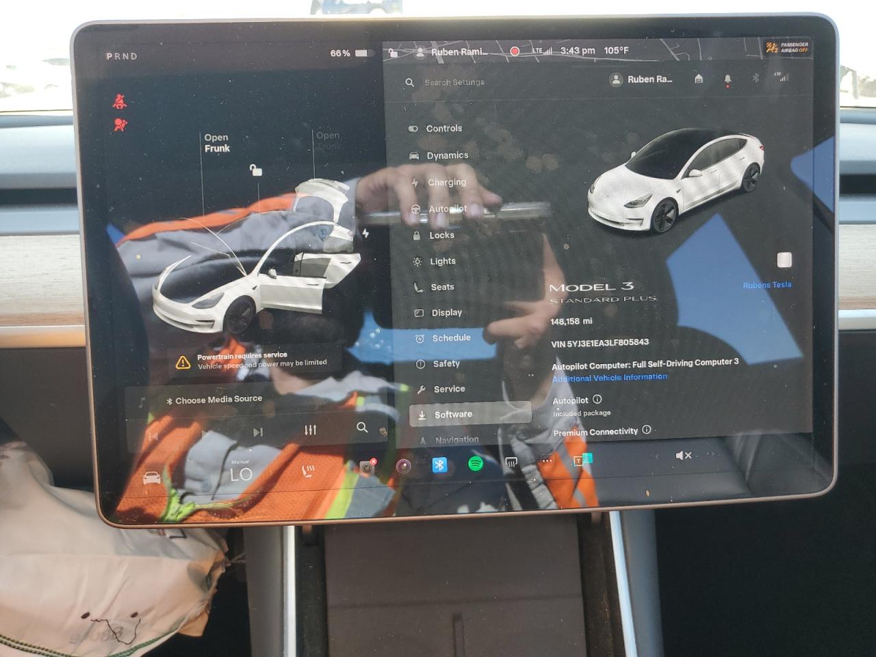 2020 Tesla Model 3 VIN: 5YJ3E1EA3LF805843 Lot: 83874055