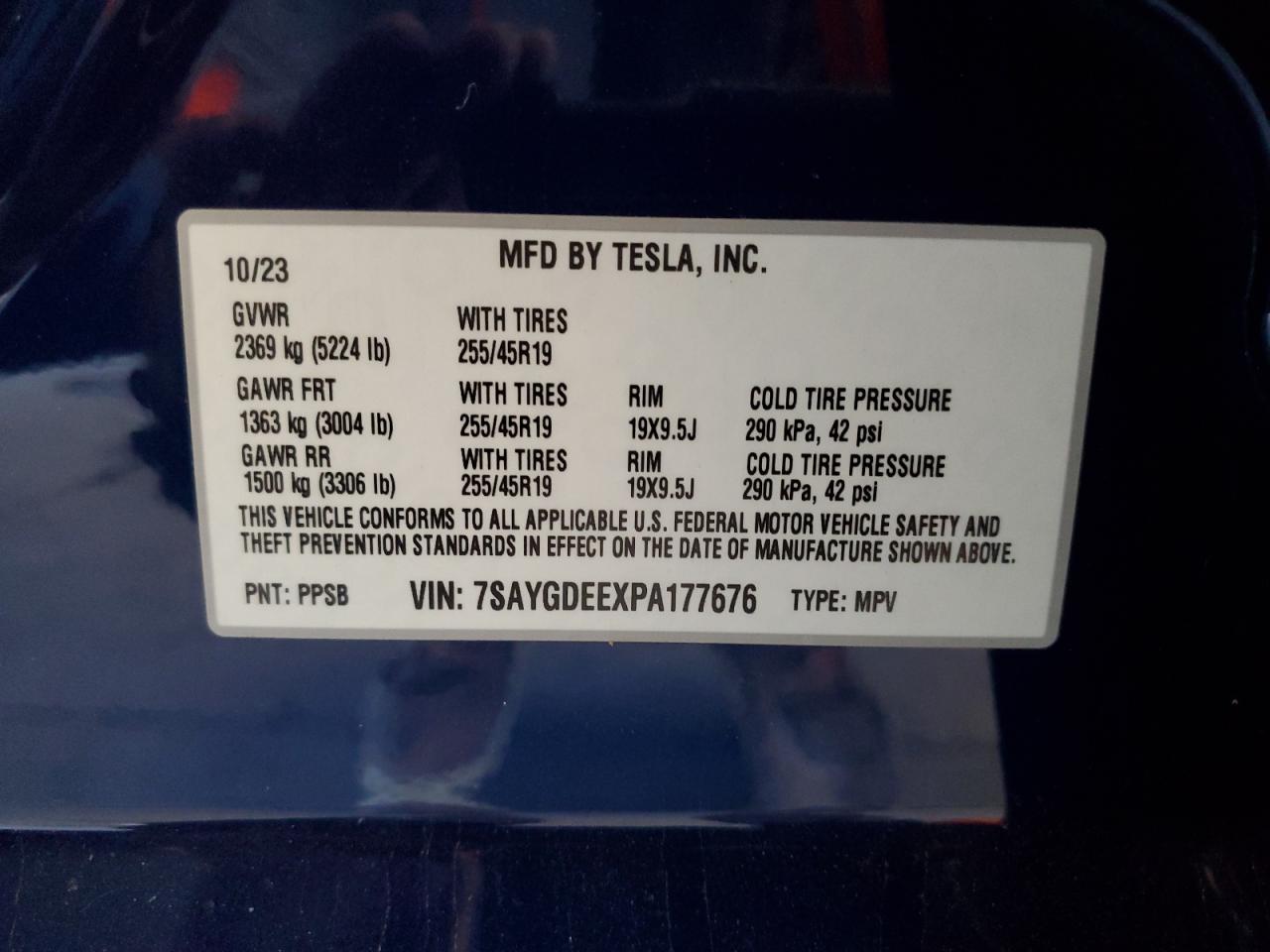 2023 Tesla Model Y VIN: 7SAYGDEEXPA177676 Lot: 80860275