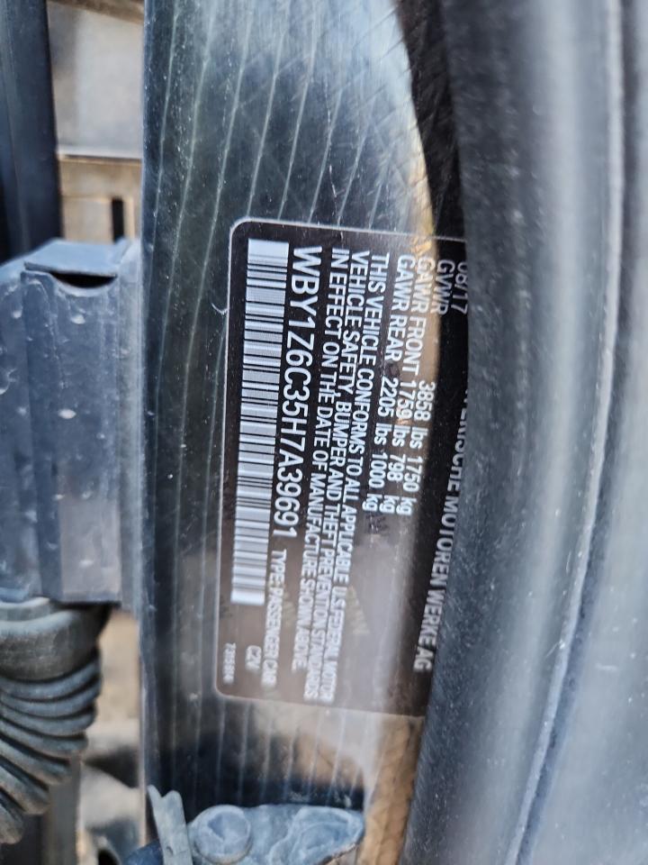 2017 BMW I3 Bev VIN: WBY1Z6C35H7A39691 Lot: 83823685