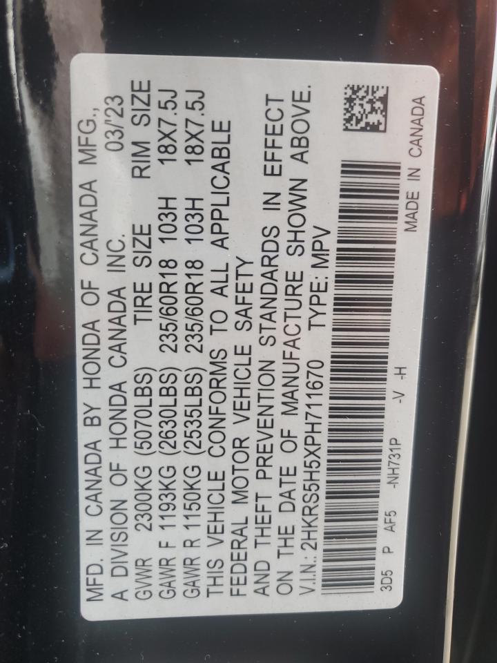 2023 Honda Cr-V Sport VIN: 2HKRS5H5XPH711670 Lot: 80778605