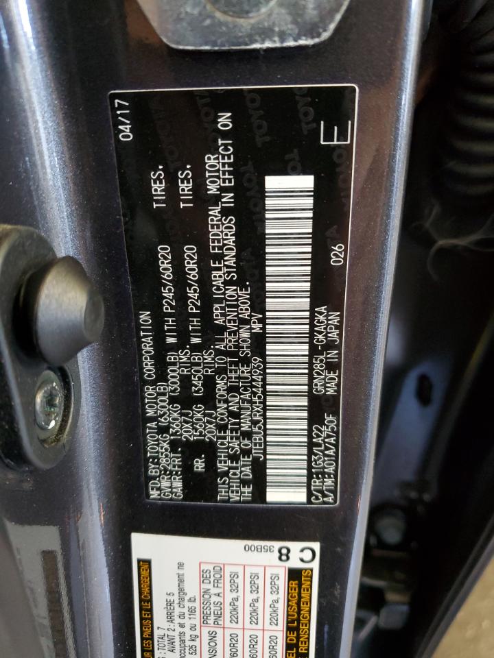 2017 Toyota 4Runner Sr5/Sr5 Premium VIN: JTEBU5JRXH5444939 Lot: 81006175