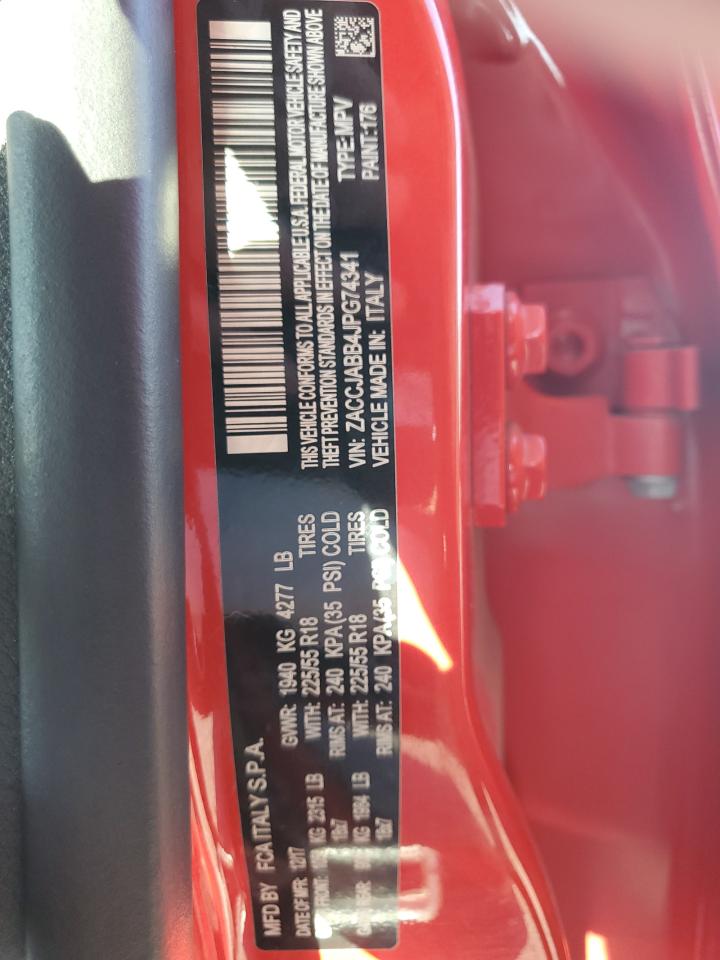 2018 Jeep Renegade Latitude VIN: ZACCJABB4JPG74341 Lot: 80690165