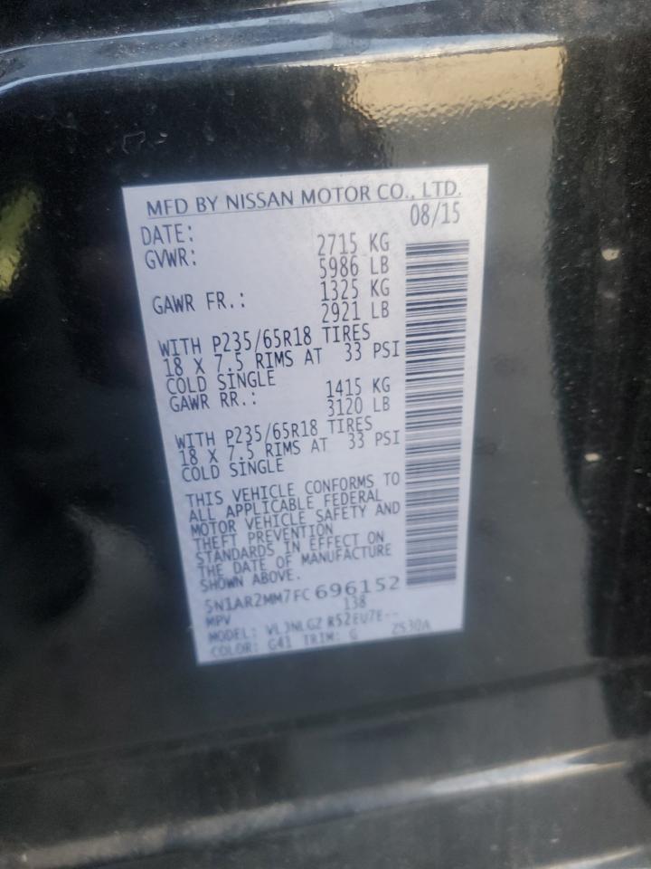 2015 Nissan Pathfinder S VIN: 5N1AR2MM7FC696152 Lot: 81258745