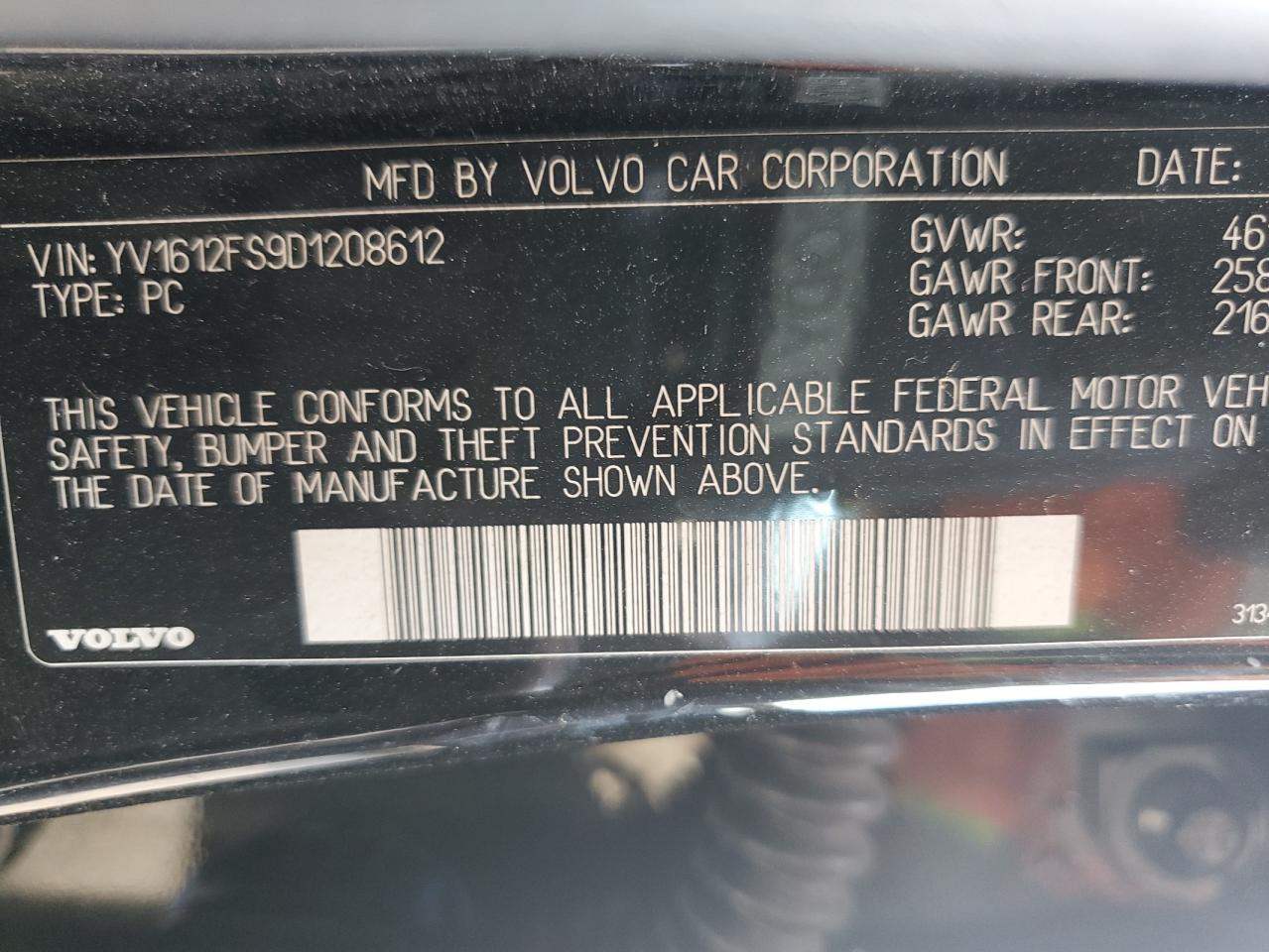 2013 Volvo S60 T5 VIN: YV1612FS9D1208612 Lot: 81154485
