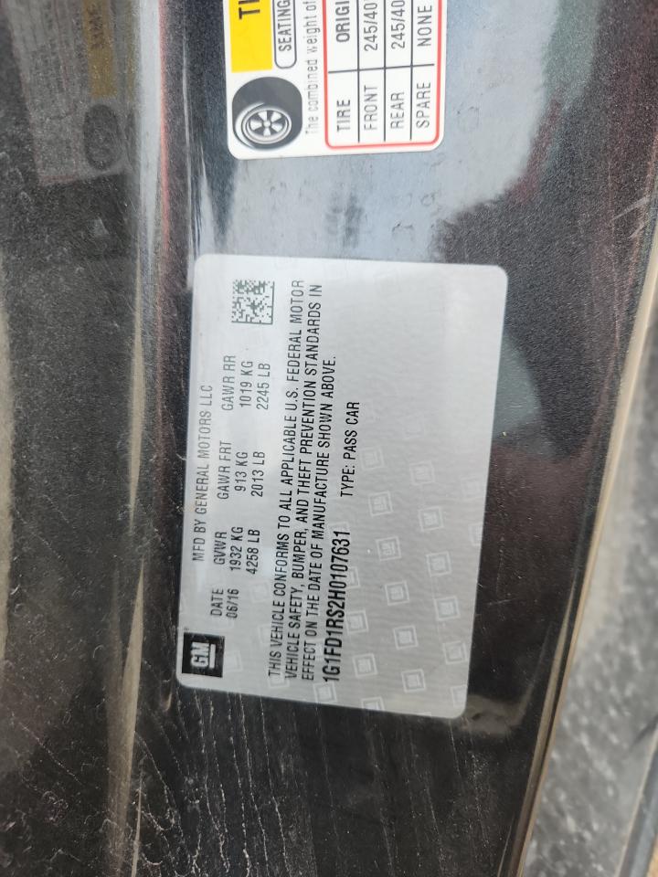 2017 Chevrolet Camaro Lt VIN: 1G1FD1RS2H0107631 Lot: 81309475