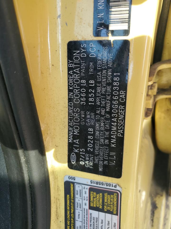 2016 Kia Rio Lx VIN: KNADM4A30G6603881 Lot: 84793625