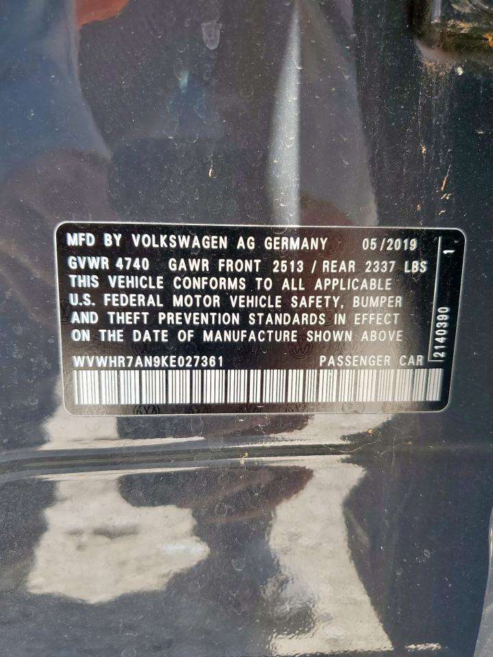 2019 Volkswagen Arteon Sel VIN: WVWHR7AN9KE027361 Lot: 69981645