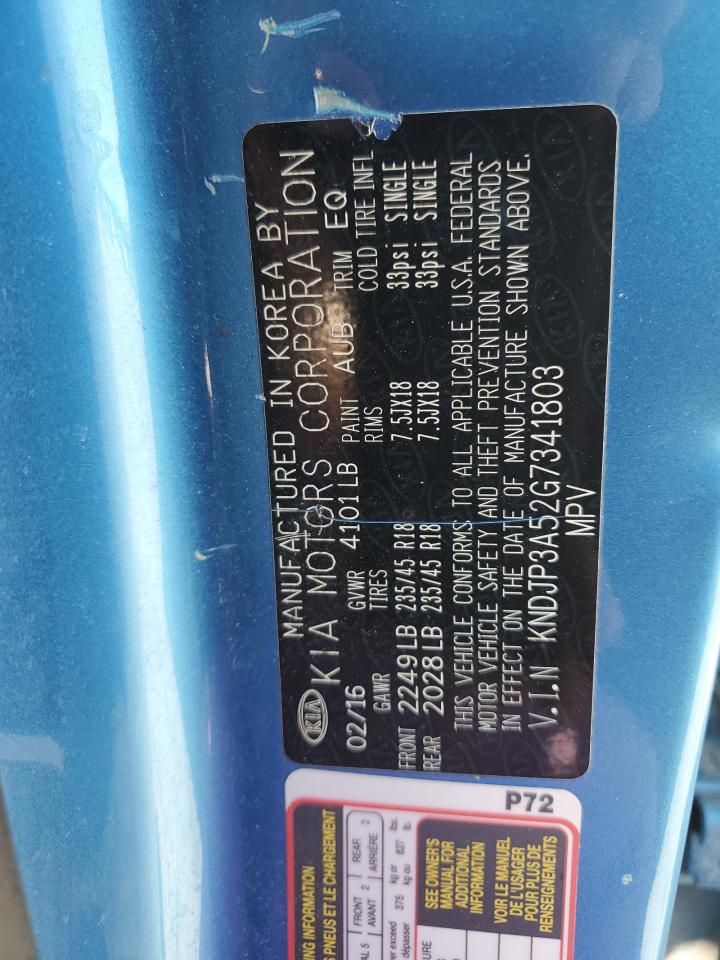 2016 Kia Soul + VIN: KNDJP3A52G7341803 Lot: 81130215