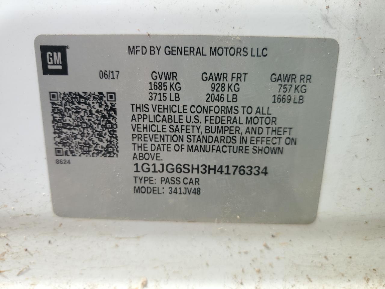 2017 Chevrolet Sonic VIN: 1G1JG6SH3H4176334 Lot: 80746065