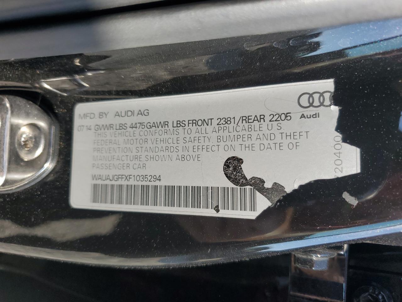 2015 Audi A3 Premium VIN: WAUAJGFFXF1035294 Lot: 68152415