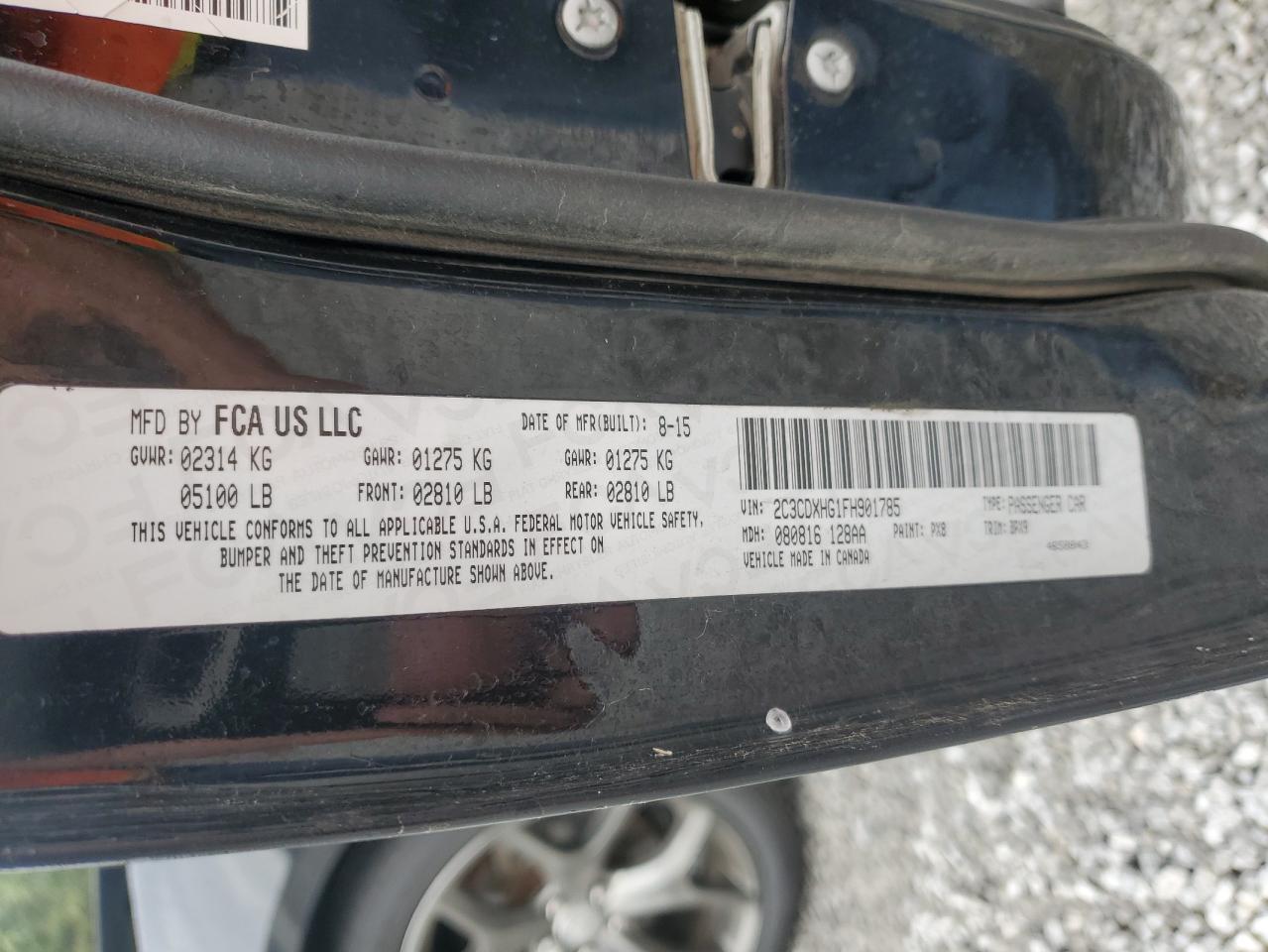 2015 Dodge Charger Sxt VIN: 2C3CDXHG1FH901785 Lot: 84014815