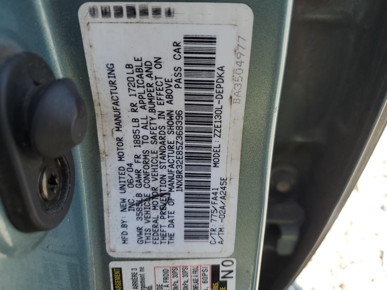 2005 Toyota Corolla Ce VIN: 1NXBR32E85Z368396 Lot: 71411895