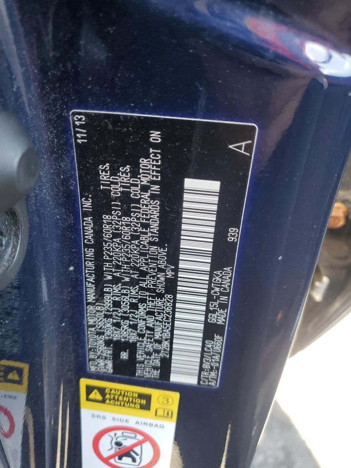 2014 Lexus Rx 350 Base VIN: 2T2BK1BA5EC236828 Lot: 71252555