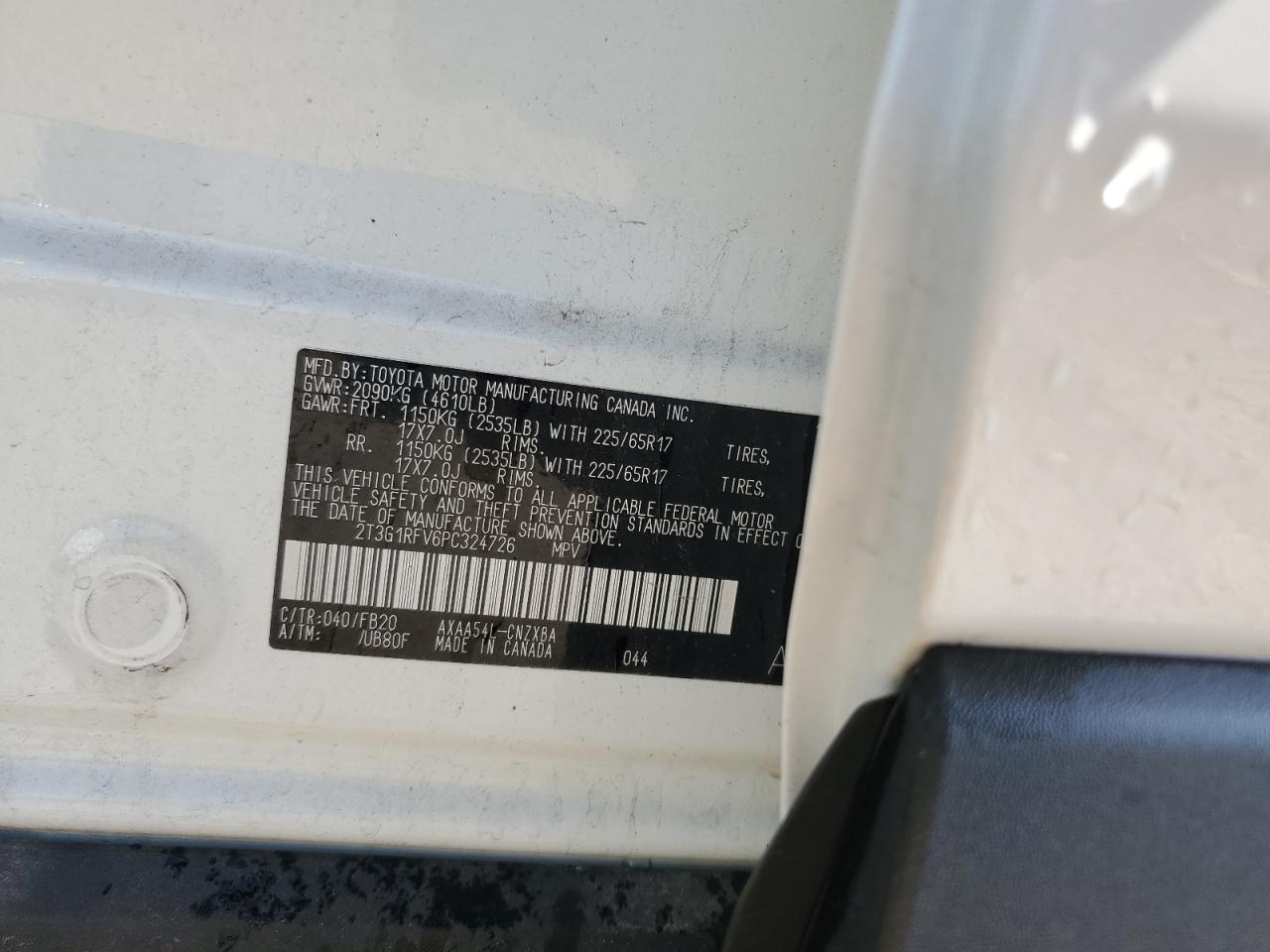 2023 Toyota Rav4 Le VIN: 2T3G1RFV6PC324726 Lot: 80106285