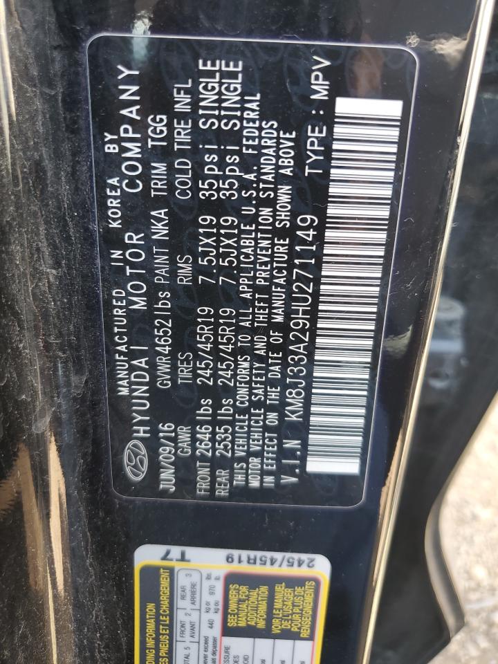 2017 Hyundai Tucson Limited VIN: KM8J33A29HU271149 Lot: 80890725