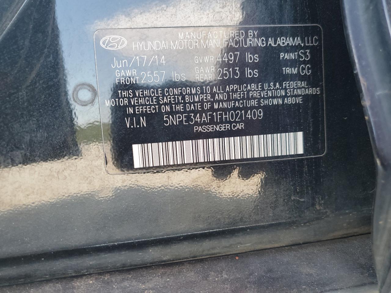 2015 Hyundai Sonata Sport VIN: 5NPE34AF1FH021409 Lot: 83782175