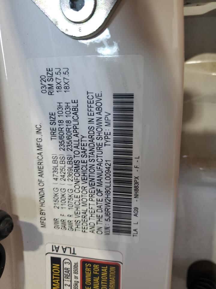 2020 Honda Cr-V Exl VIN: 5J6RW2H80LL009421 Lot: 71230445