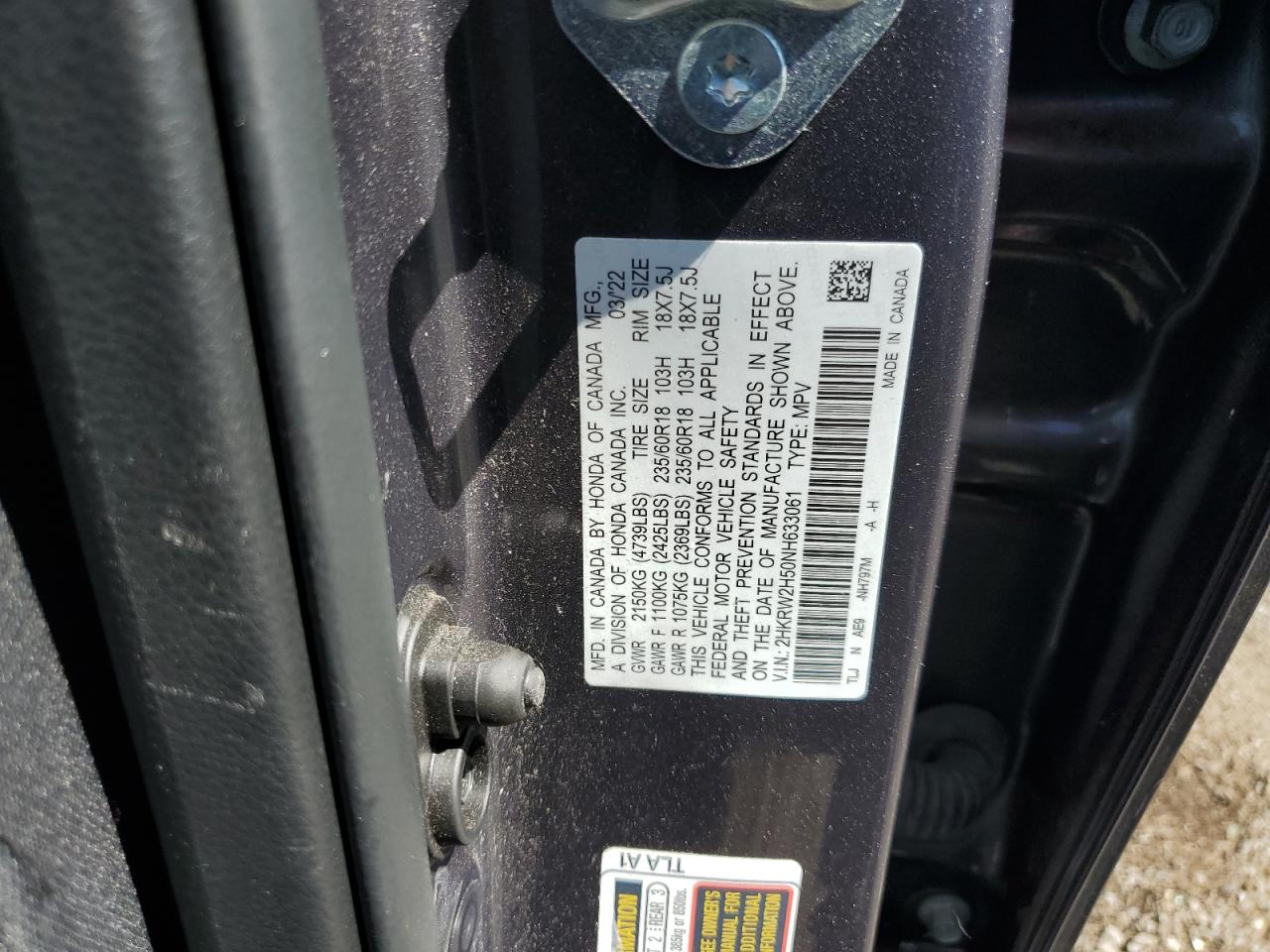 2022 Honda Cr-V Ex VIN: 2HKRW2H50NH633061 Lot: 71413405