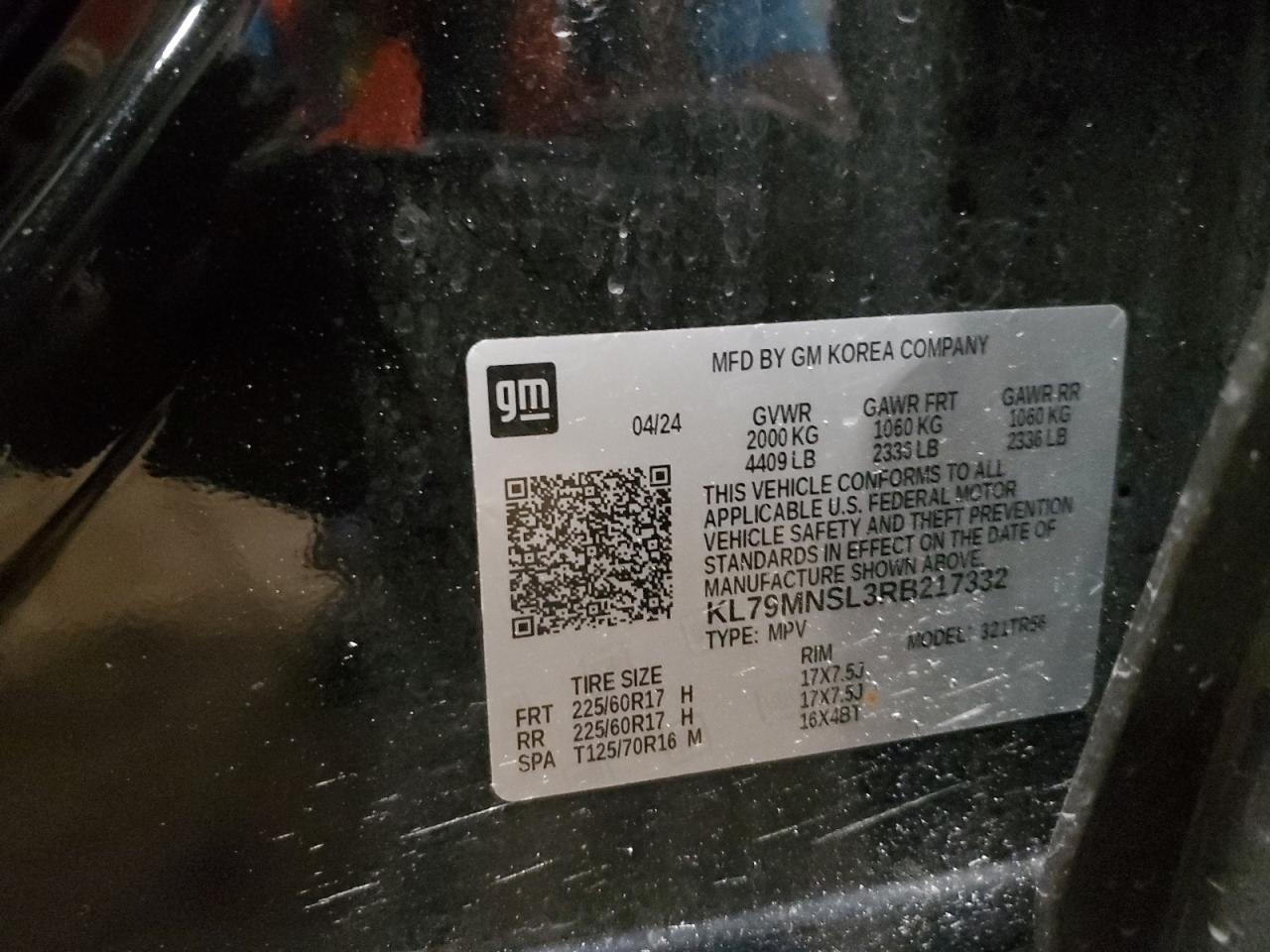 2024 Chevrolet Trailblazer Ls VIN: KL79MNSL3RB217332 Lot: 81838085