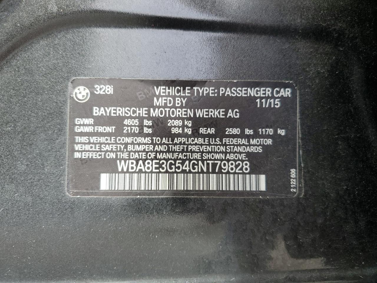 2016 BMW 328 Xi Sulev VIN: WBA8E3G54GNT79828 Lot: 80607535