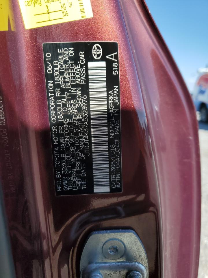 2010 Toyota Yaris VIN: JTDJT4K37A5323976 Lot: 84580285
