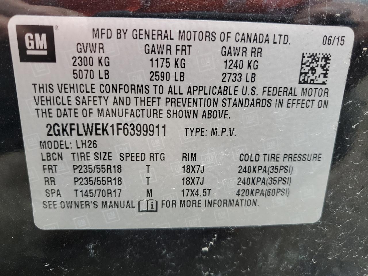 2015 GMC Terrain Sle VIN: 2GKFLWEK1F6399911 Lot: 69210915