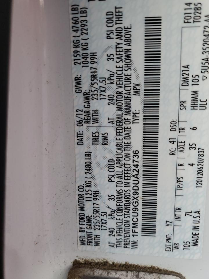 2013 Ford Escape Se VIN: 1FMCU9GX9DUA24736 Lot: 82088115