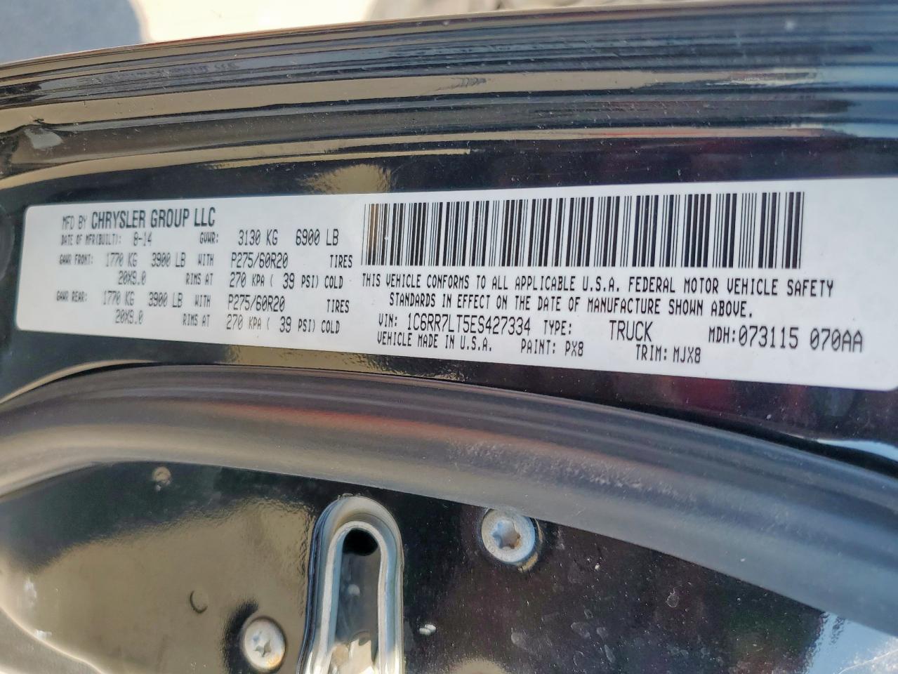 2014 Ram 1500 Slt VIN: 1C6RR7LT5ES427334 Lot: 81791975