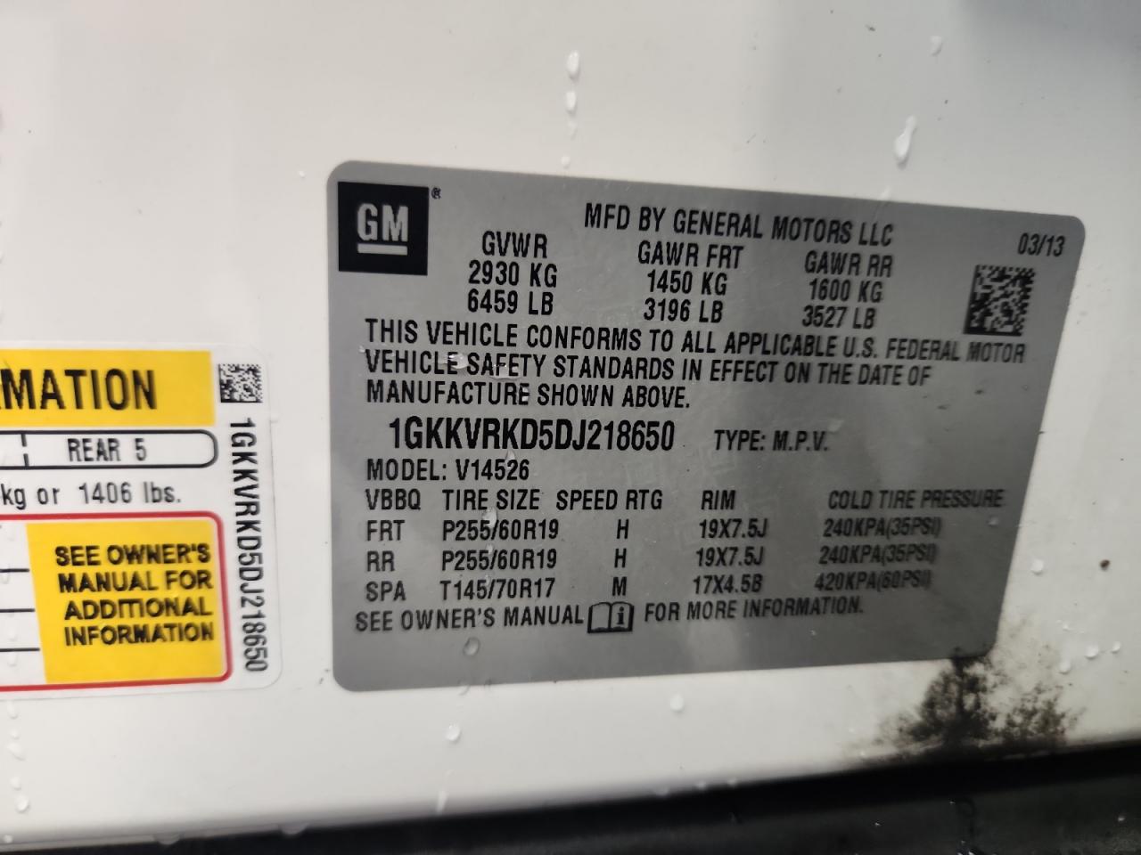2013 GMC Acadia Slt-1 VIN: 1GKKVRKD5DJ218650 Lot: 81903755