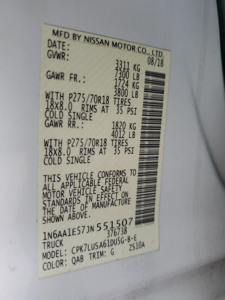 2018 Nissan Titan Sv VIN: 1N6AA1E57JN551507 Lot: 81564025