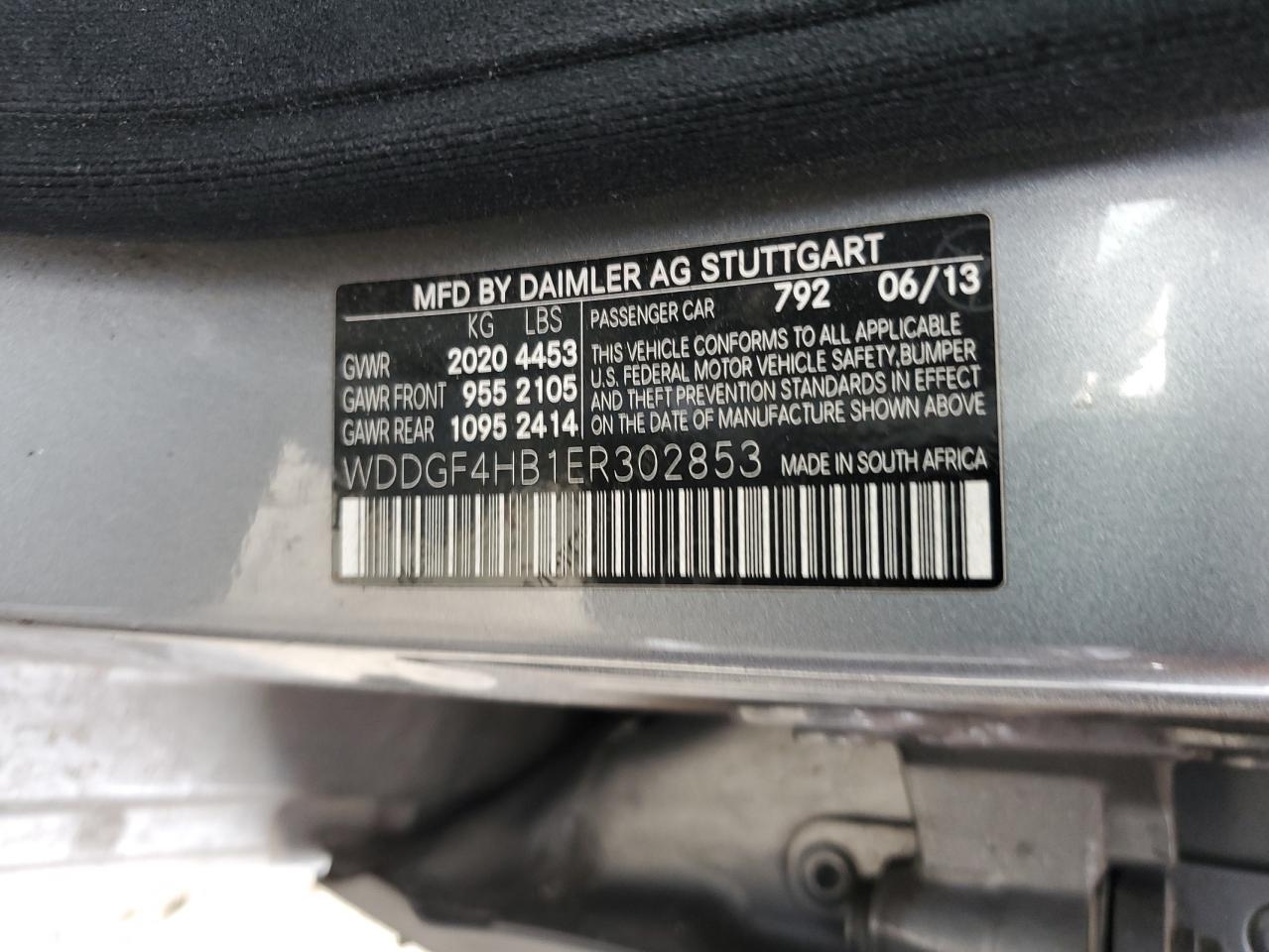 2014 Mercedes-Benz C 250 VIN: WDDGF4HB1ER302853 Lot: 80331875