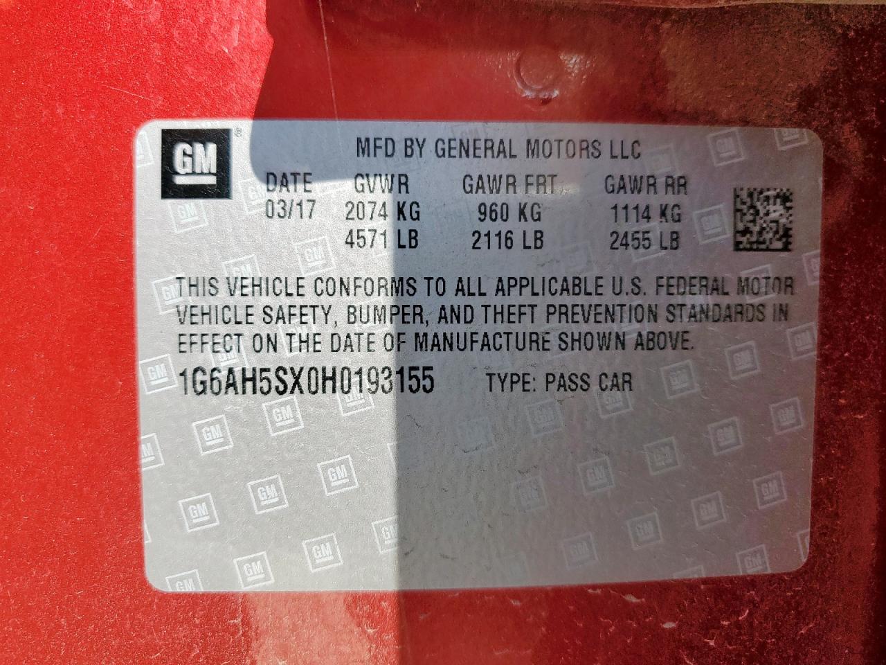 2017 Cadillac Ats Luxury VIN: 1G6AH5SX0H0193155 Lot: 70770075