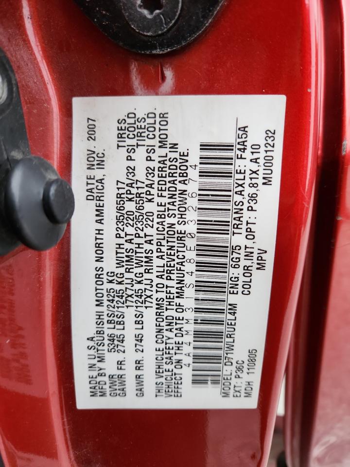 2008 Mitsubishi Endeavor Se VIN: 4A4MM31S48E032674 Lot: 80167785