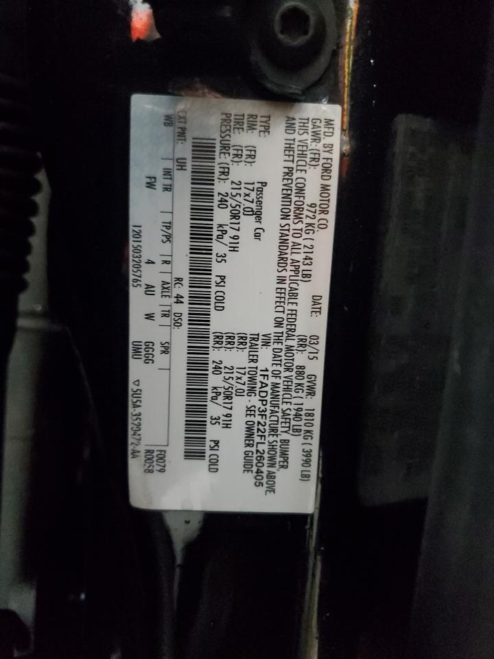 2015 Ford Focus Se VIN: 1FADP3F22FL260405 Lot: 81271245