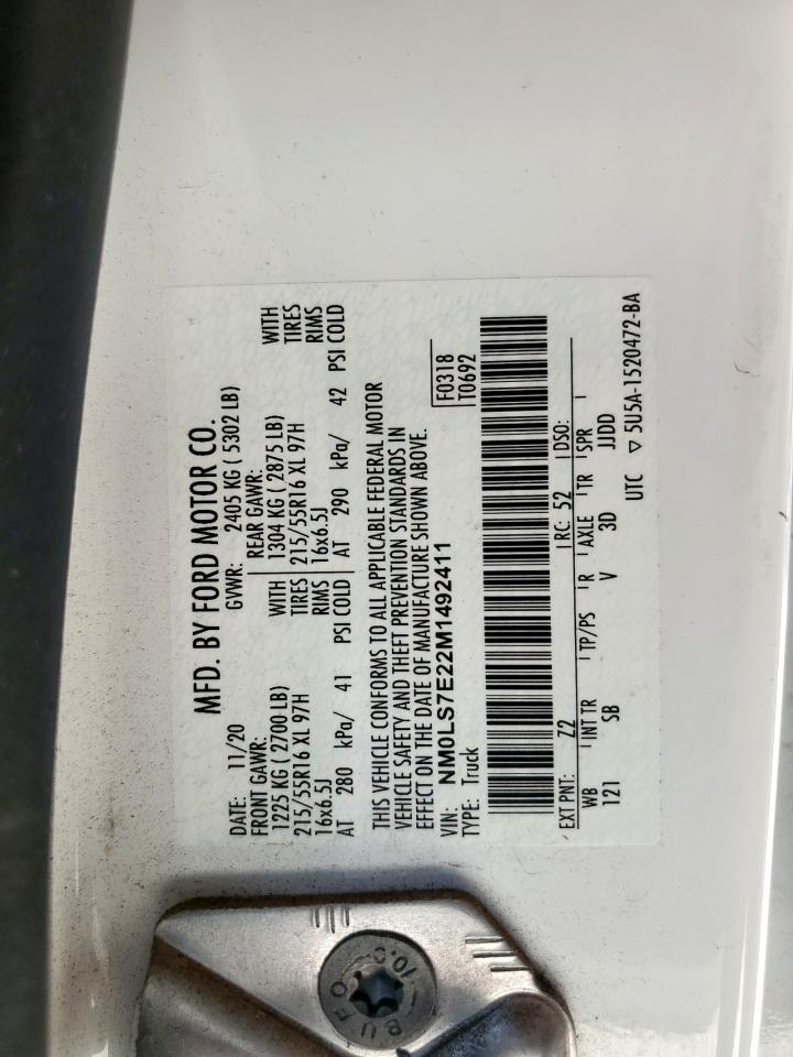 2021 Ford Transit Connect Xl VIN: NM0LS7E22M1492411 Lot: 83783515