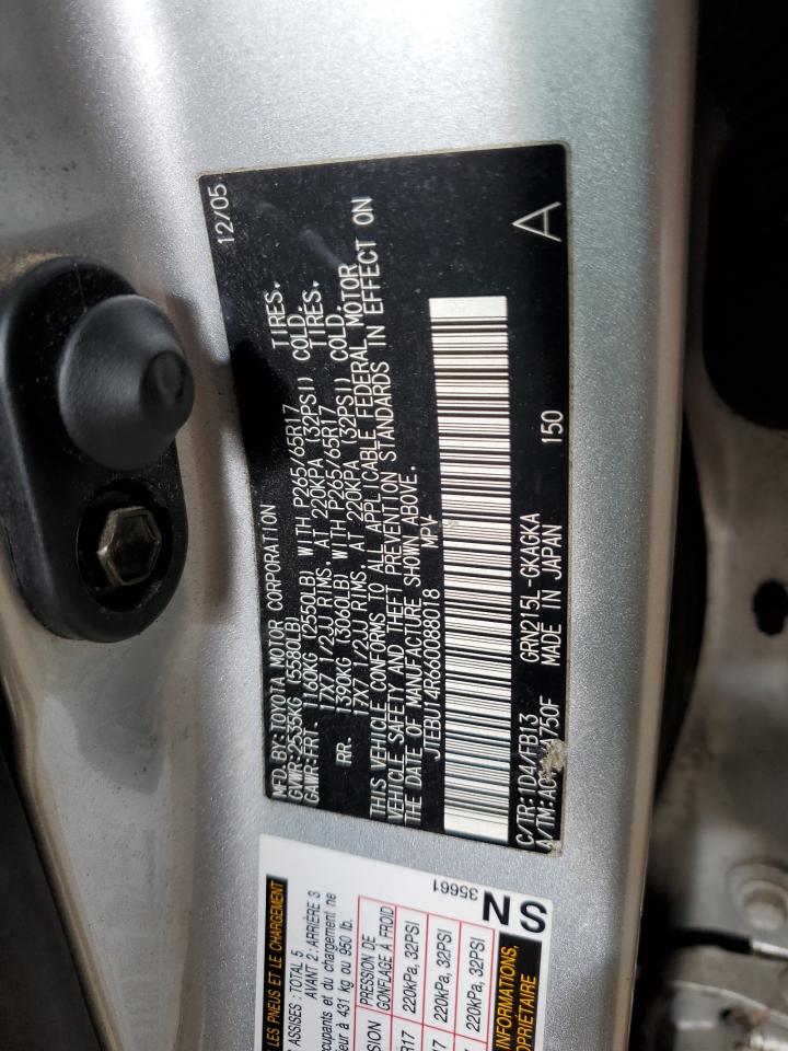 2006 Toyota 4Runner Sr5 VIN: JTEBU14R660088018 Lot: 81994725