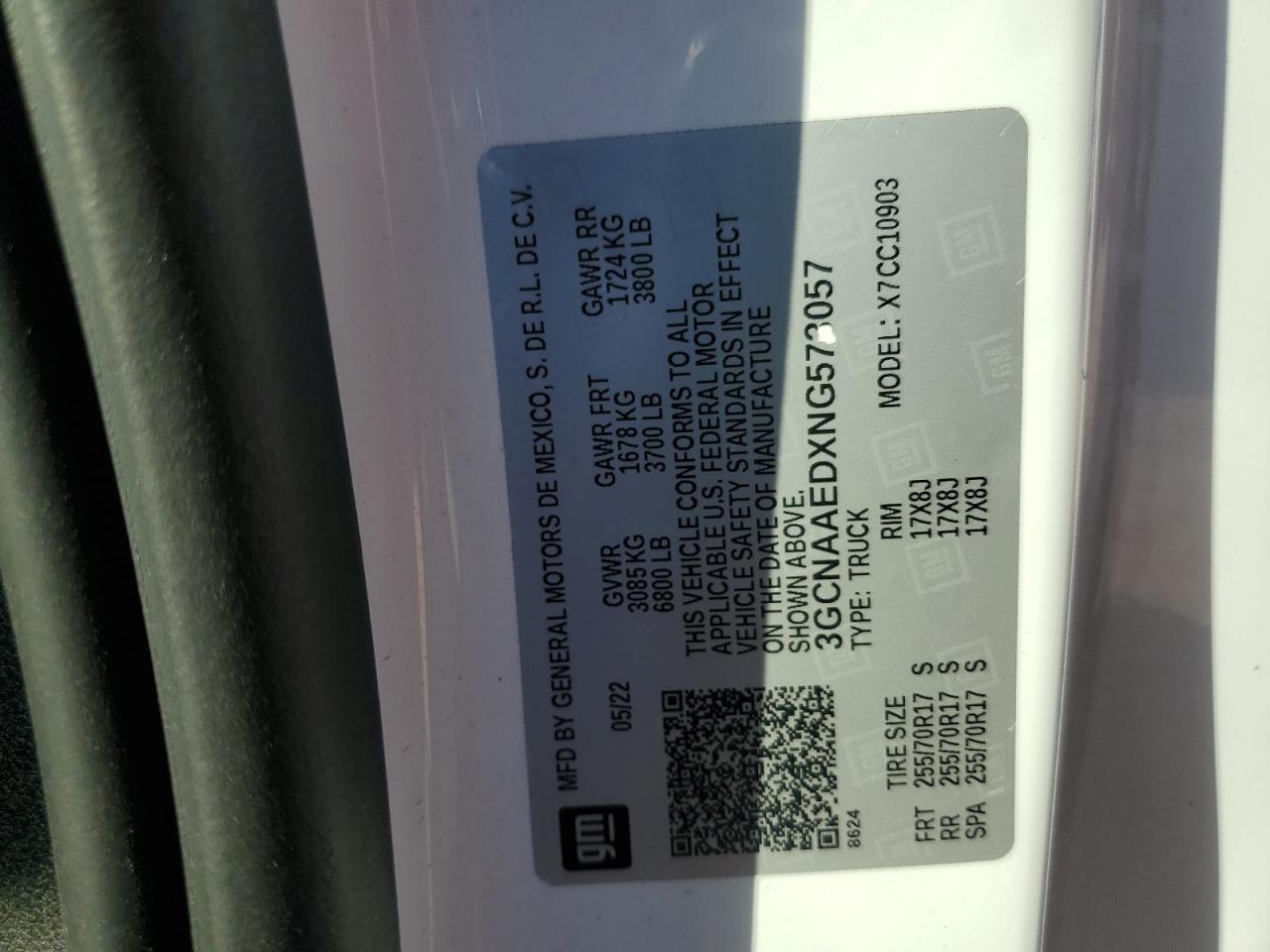 2022 Chevrolet Silverado C1500 VIN: 3GCNAAEDXNG573057 Lot: 84419555