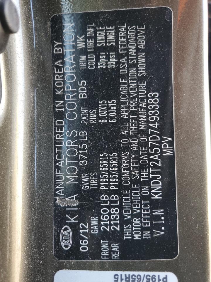 2013 Kia Soul VIN: KNDJT2A57D7493383 Lot: 81648145