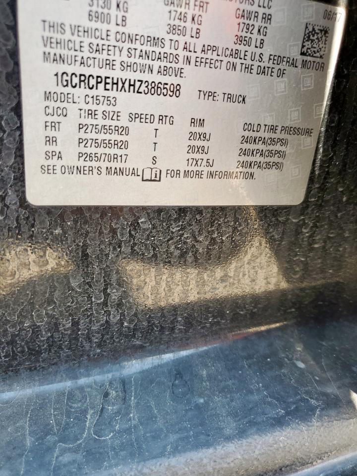 2017 Chevrolet Silverado C1500 Custom VIN: 1GCRCPEHXHZ386598 Lot: 81961605