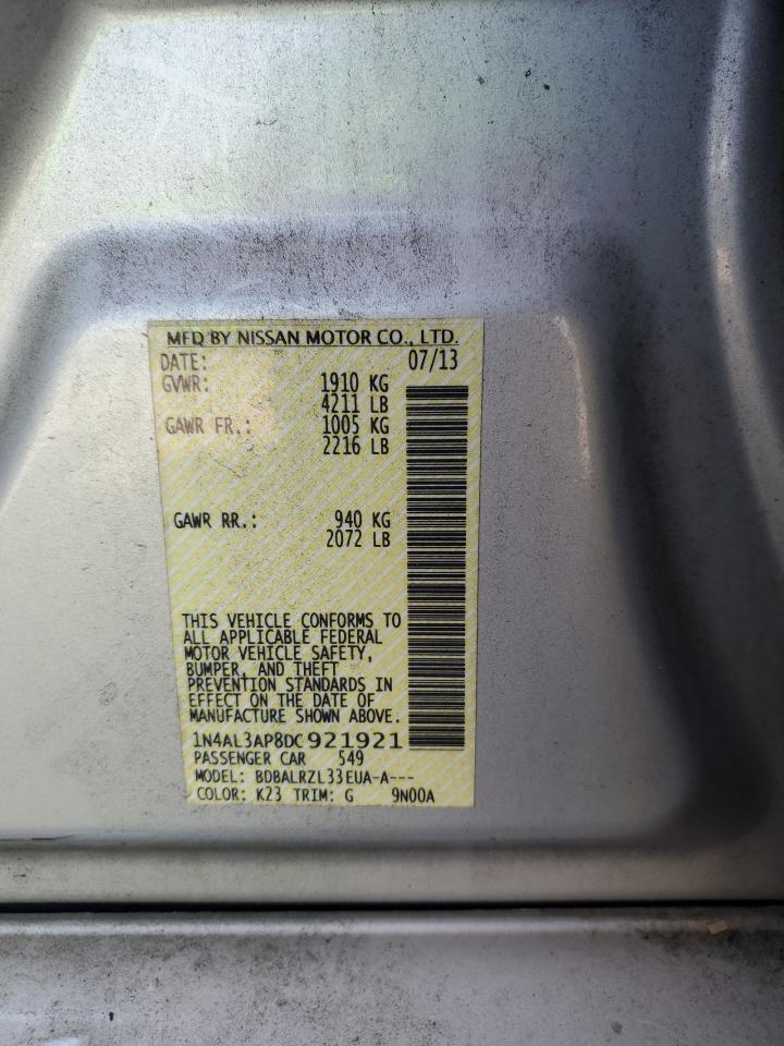 2013 Nissan Altima 2.5 VIN: 1N4AL3AP8DC921921 Lot: 81628745