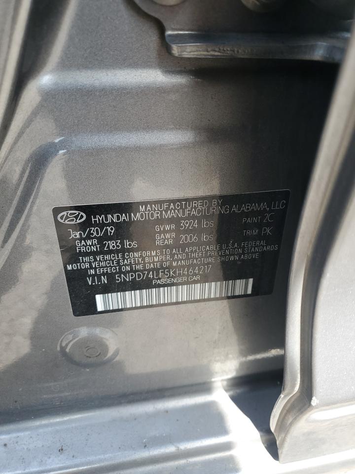 2019 Hyundai Elantra Se VIN: 5NPD74LF5KH464217 Lot: 83975615